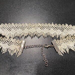 Whimsigoth Boho Festival Western Cottagecore Lace Crochet Necklace Choker 14,5"
